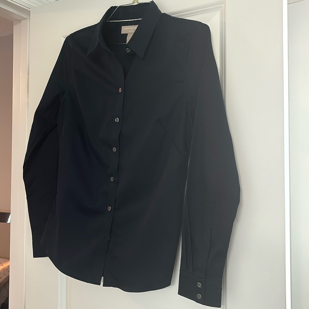 Banana Republic ladies button down blouse navy size 10